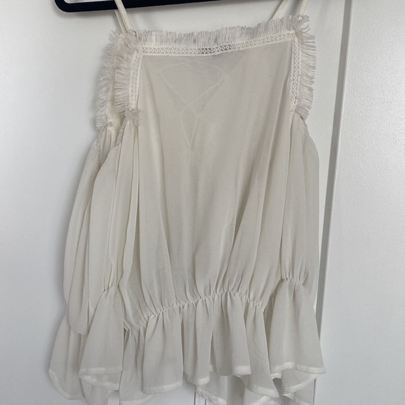 white XENIA open shoulder blouse tie front - Picture 2 of 2